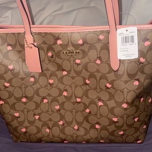 Coach heart floral City Tote Bag